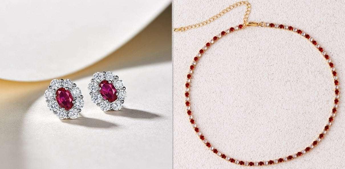 Simulated Ruby Oval Fashion Trendy Temperament Earrings - AURIEVAA