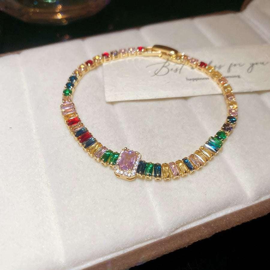 Dopamine Zircon Geometric Clasp Bracelet Delicate Bracelet - AURIEVAA