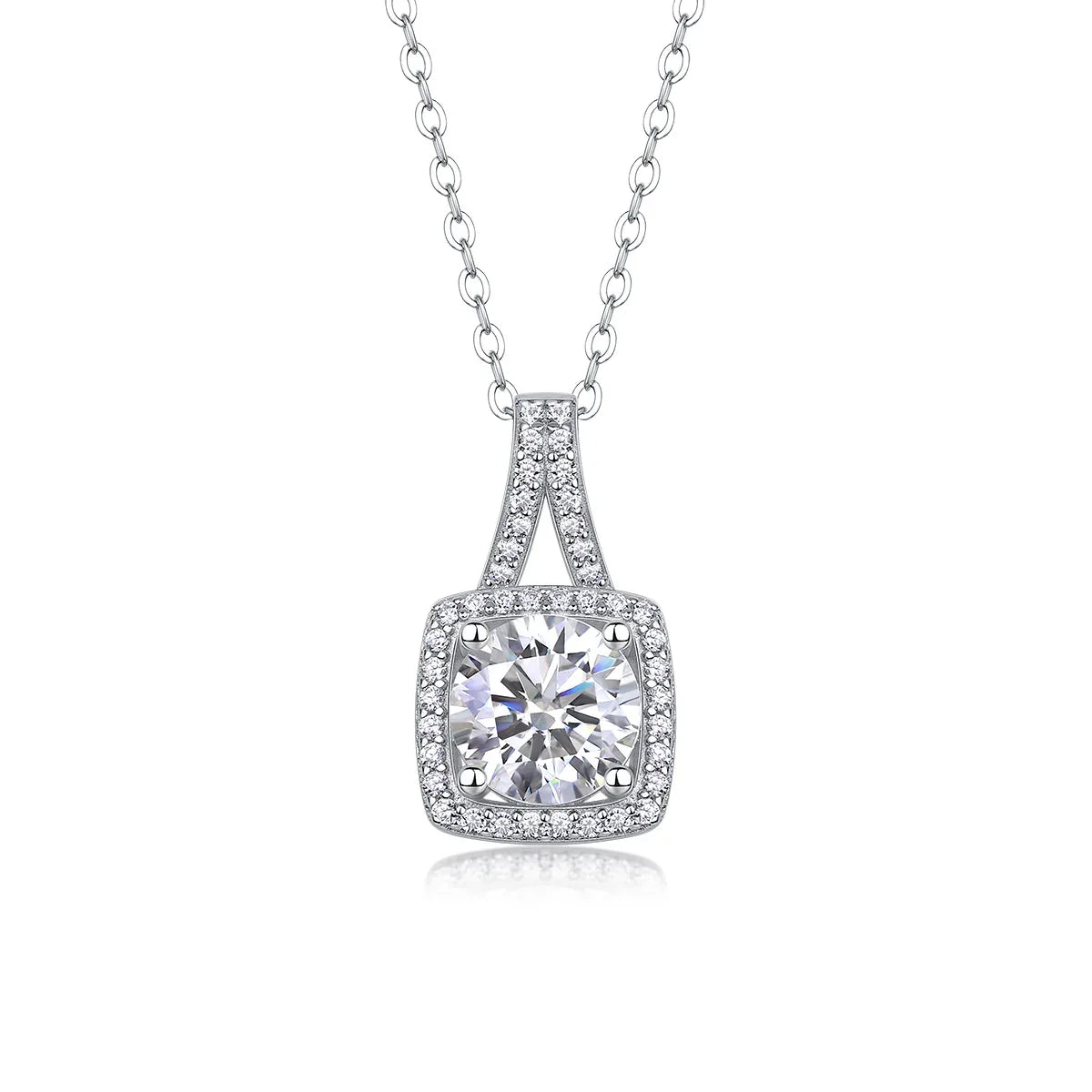 Small Square Diamond - A Fashionable And Luxurious Diamond Jewelry Piece Set With 2-carat Moissanite S925 Sterling Silver And Platinum-plated Pendant - AURIEVAA