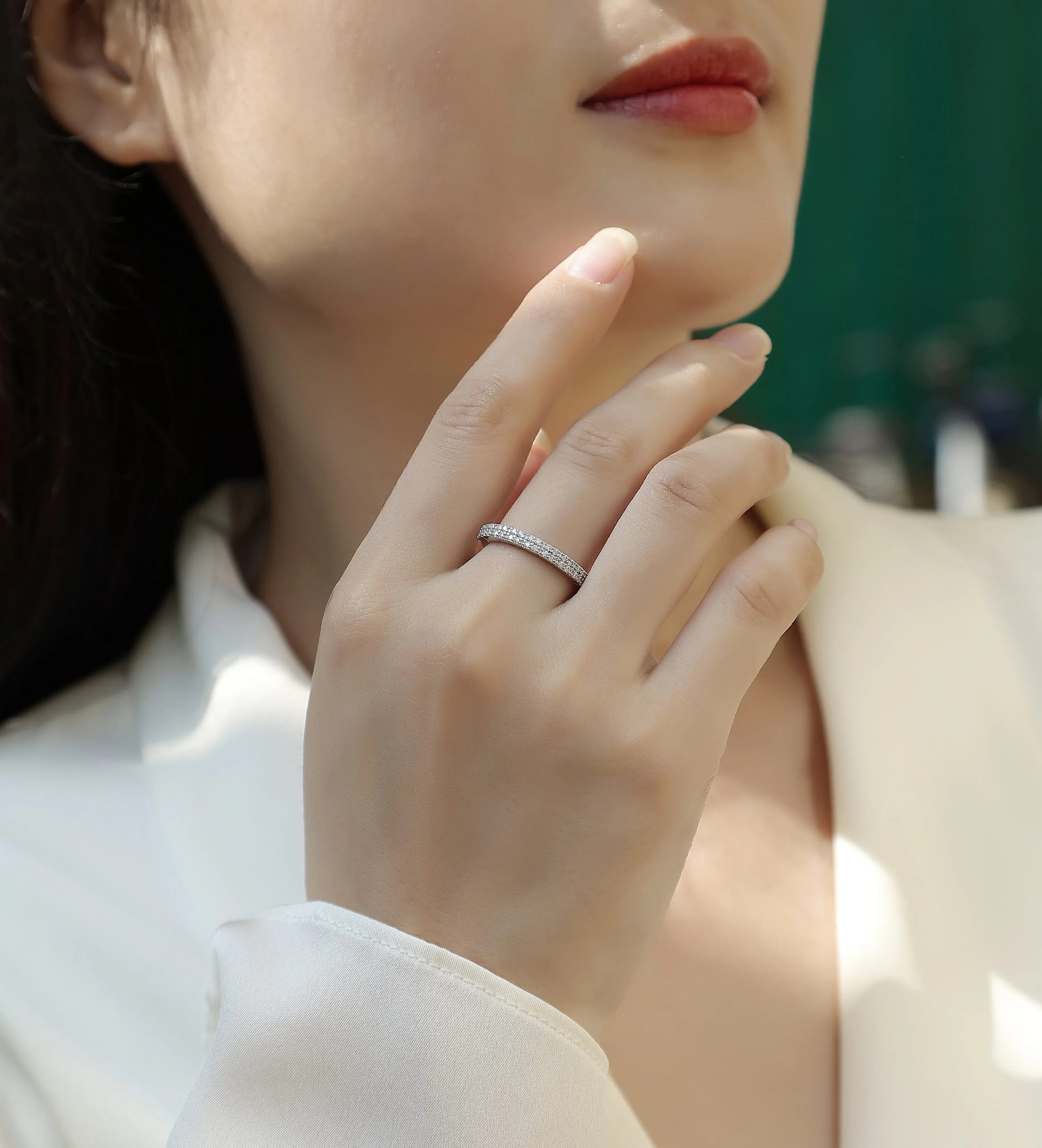 For Love - A Wedding Ring Set With Top-quality Moissanite S925 Silver And Platinum-plated Diamond Can Be Tested With A Diamond Pen. The Ring Is In Gold And Rose Gold - AURIEVAA