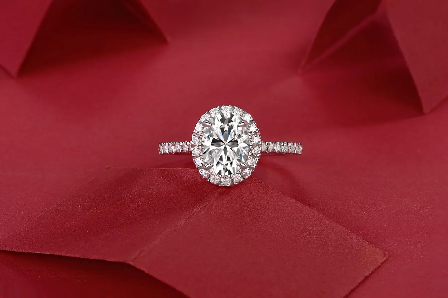 Audrey - Set With Top-quality Moissanite S925 Silver And Platinum-plated Diamond Wedding Ring. The Ring Can Be Inspected With A Diamond Pen - AURIEVAA
