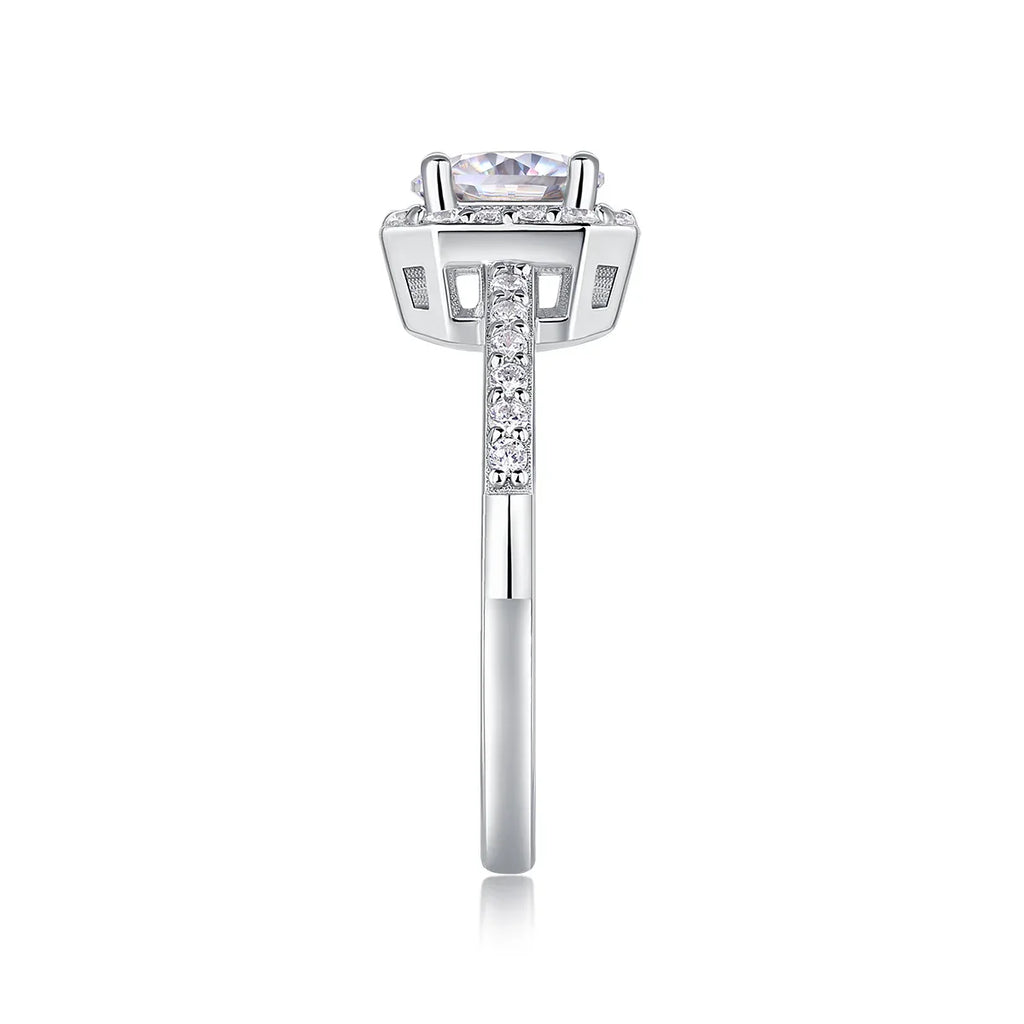 A Wonderful Connection - A Wedding Ring Set With 1-carat Top-quality Moissanite S925 Silver And Platinum-plated Diamond. The Ring Can Be Tested With A Diamond Pen - AURIEVAA