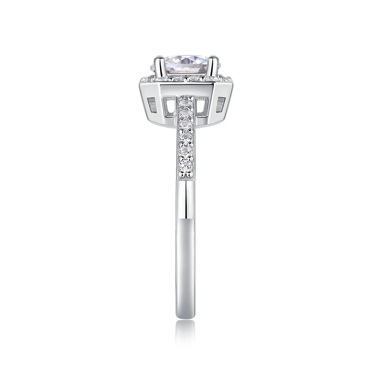 A Wonderful Connection - A Wedding Ring Set With 1-carat Top-quality Moissanite S925 Silver And Platinum-plated Diamond. The Ring Can Be Tested With A Diamond Pen - AURIEVAA