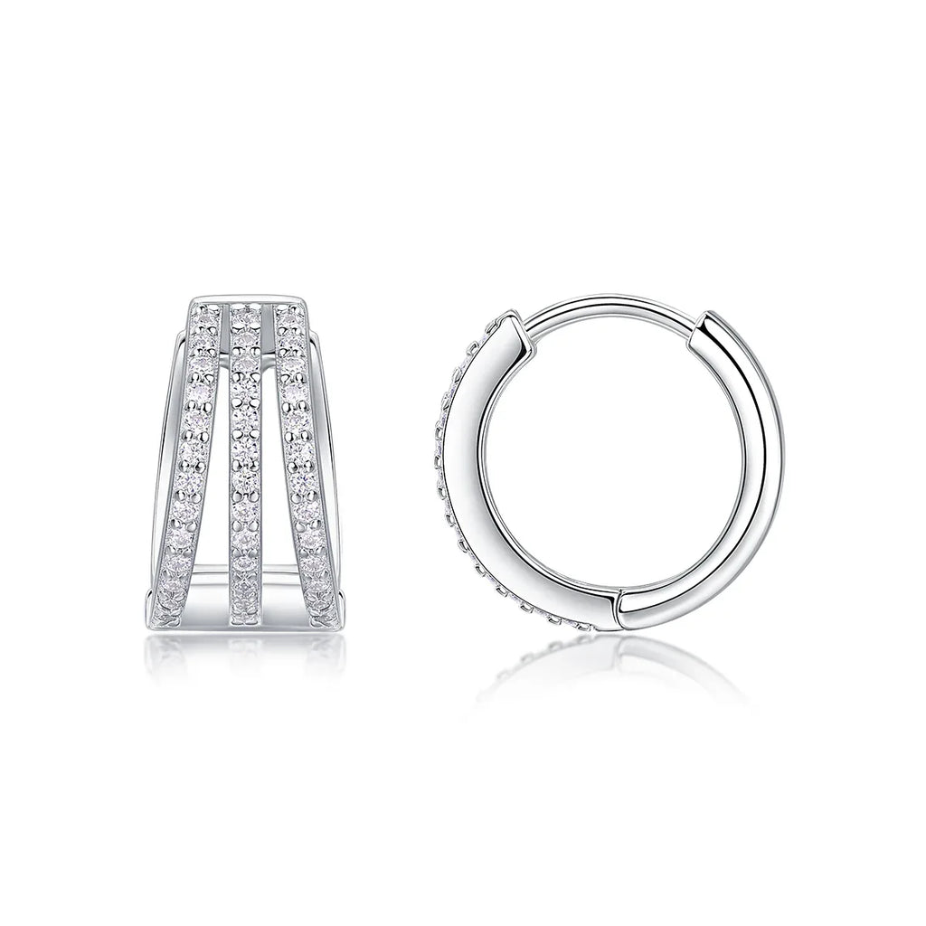 Human March Luxury Fashion Diamond Earrings Stud Inlaid With Mosan Diamond Silver Jewelry - AURIEVAA