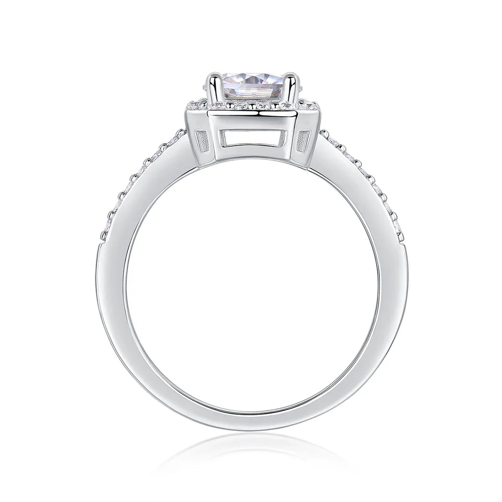 A Wonderful Connection - A Wedding Ring Set With 1-carat Top-quality Moissanite S925 Silver And Platinum-plated Diamond. The Ring Can Be Tested With A Diamond Pen - AURIEVAA