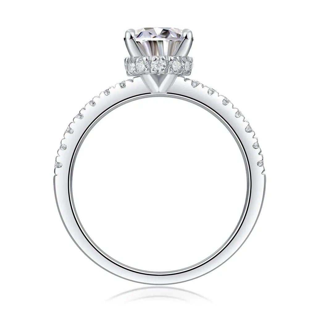 Cinderella - Set With Top-quality Moissanite S925, Silver And Platinum-plated Diamond Wedding Ring. The Ring Can Be Inspected With A Diamond Pen - AURIEVAA