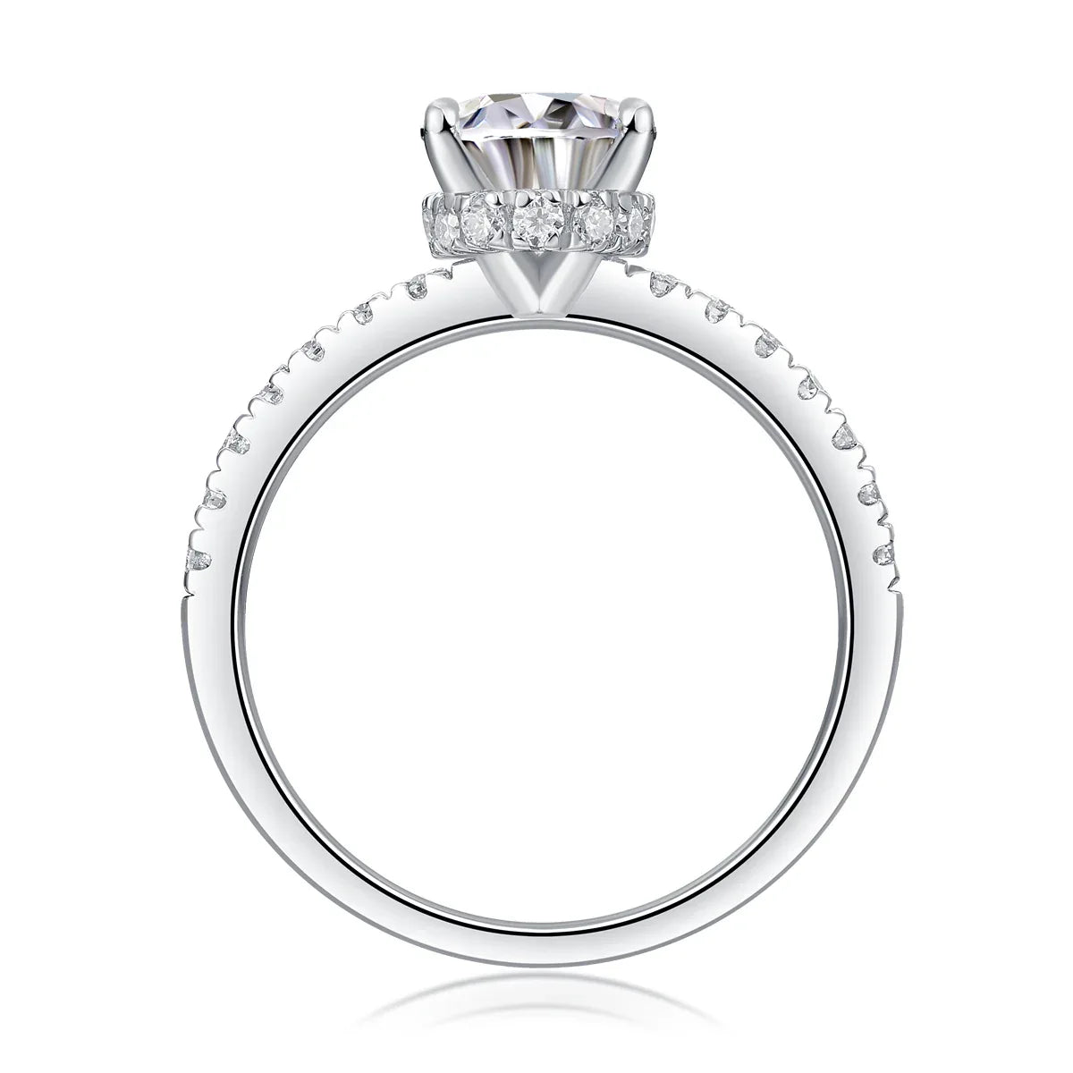 Cinderella - Set With Top-quality Moissanite S925, Silver And Platinum-plated Diamond Wedding Ring. The Ring Can Be Inspected With A Diamond Pen - AURIEVAA