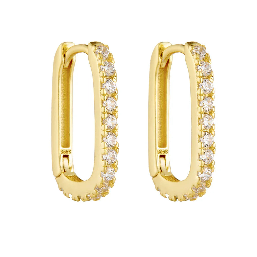 S925 Sterling Silver Oval Zircon Earrings Ear Clip Women - AURIEVAA