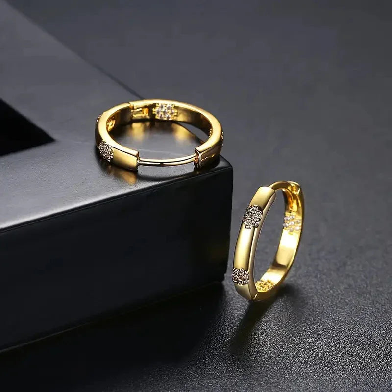 Copper Inlaid Zircon Retro Versatile Round Earrings For Women - AURIEVAA