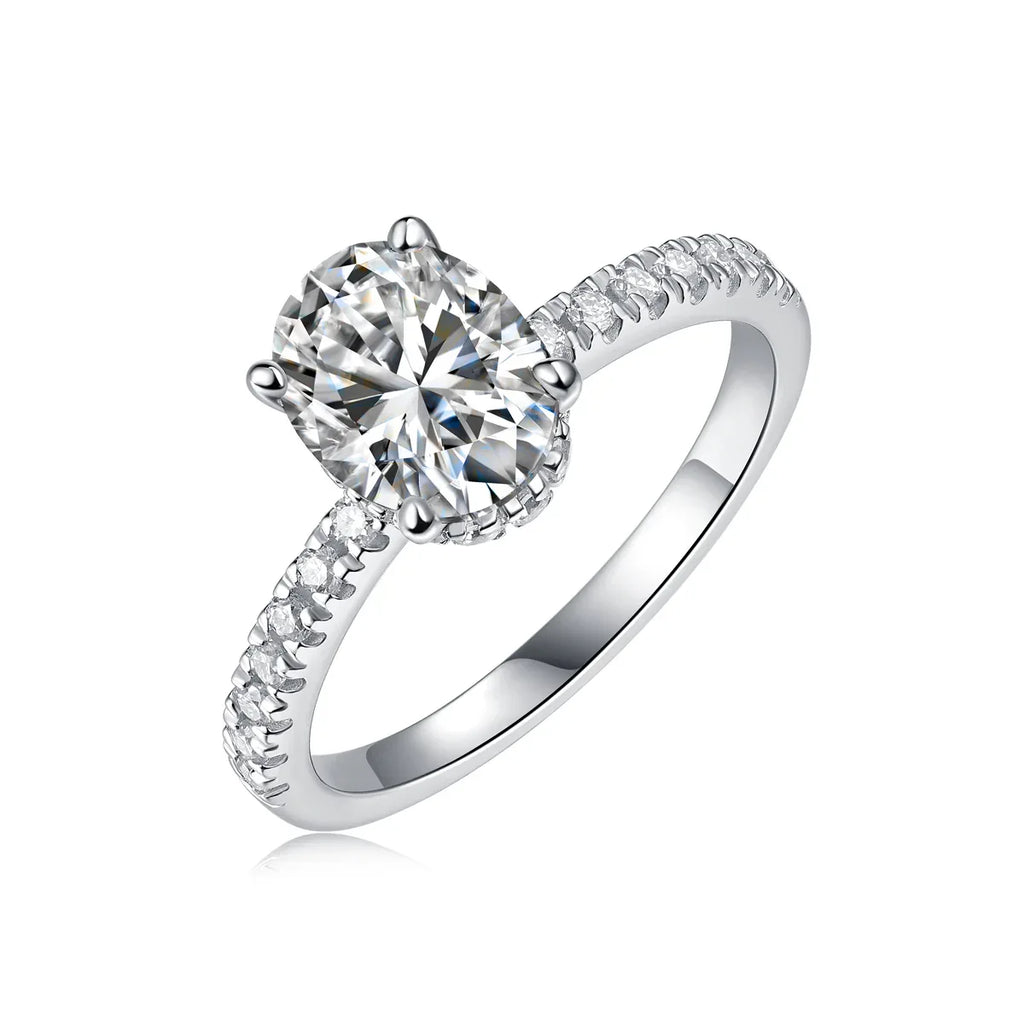 Cinderella - Set With Top-quality Moissanite S925, Silver And Platinum-plated Diamond Wedding Ring. The Ring Can Be Inspected With A Diamond Pen - AURIEVAA