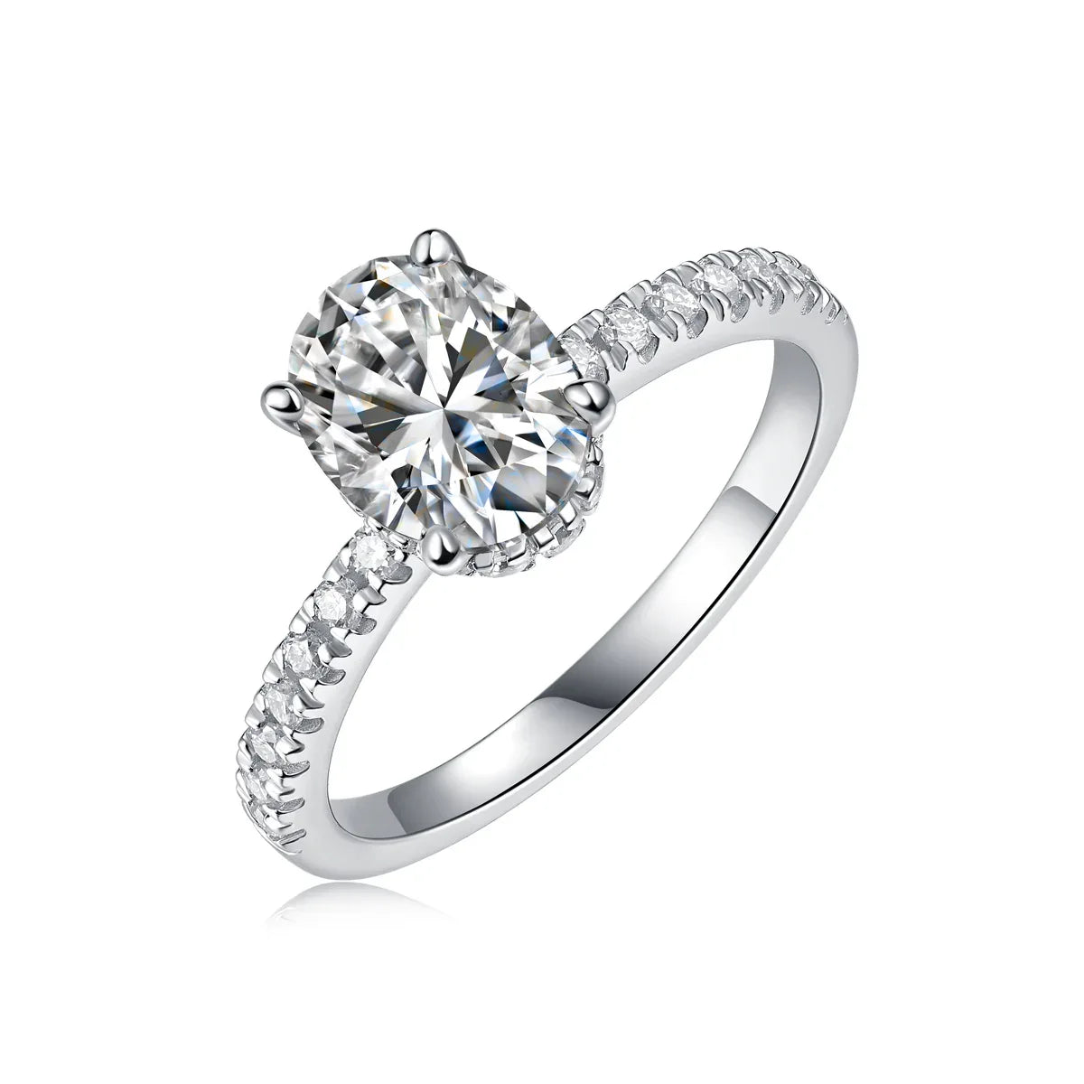 Cinderella - Set With Top-quality Moissanite S925, Silver And Platinum-plated Diamond Wedding Ring. The Ring Can Be Inspected With A Diamond Pen - AURIEVAA