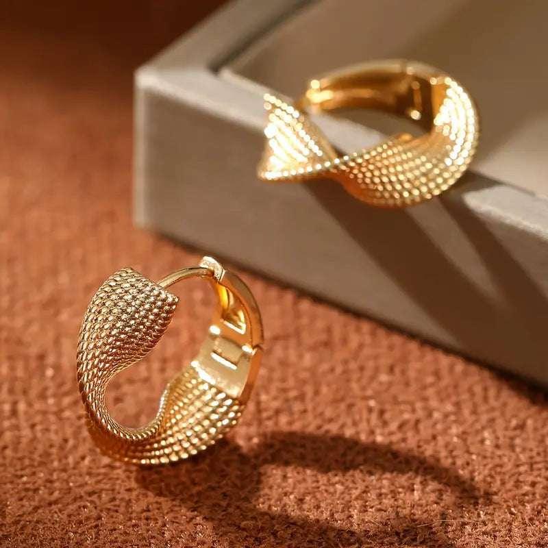 Copper Inlaid Zircon Retro Versatile Round Earrings For Women - AURIEVAA