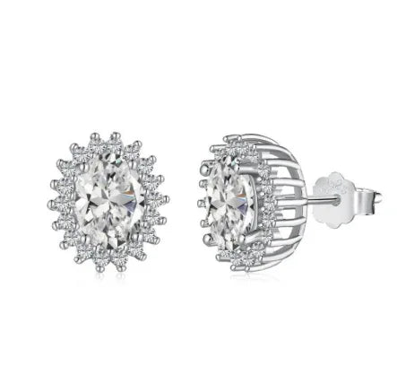 S925 Sterling Silver 5A Zircon Colored Gems Full Diamond Oval - AURIEVAA