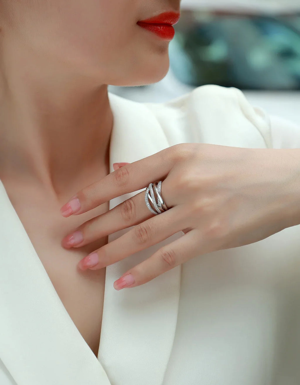 Brilliant Interweaving - A Fashionable And Luxurious Jewelry Accessory Set With Moissanite S925 Sterling Silver And Platinum-plated Diamond - AURIEVAA