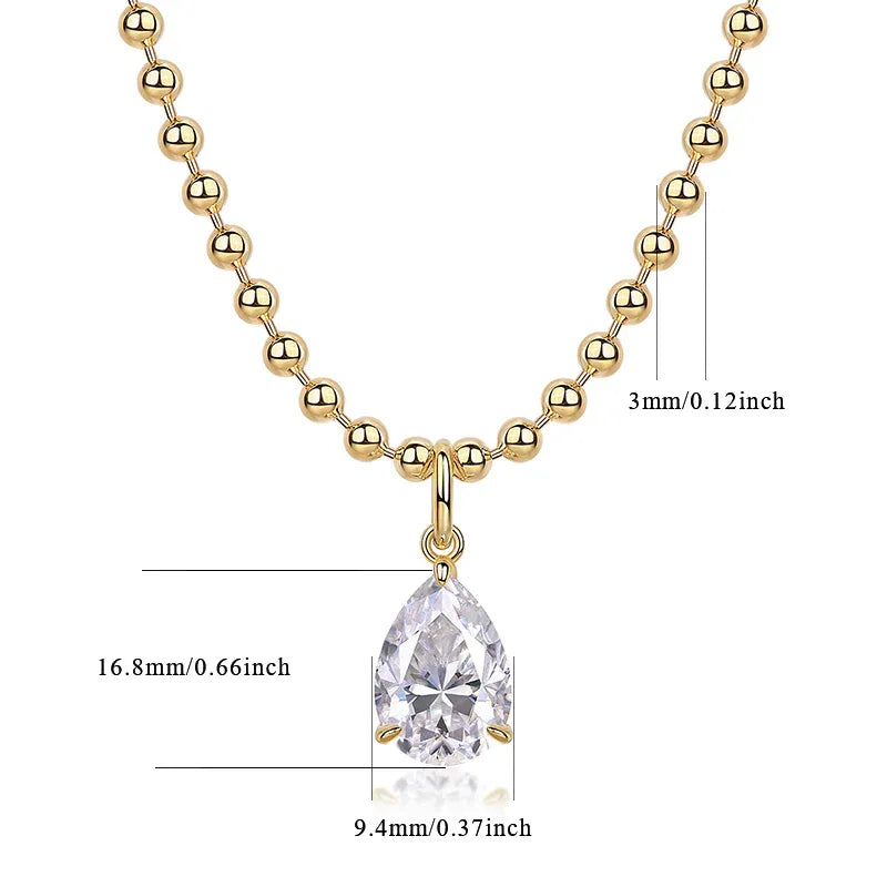 Wish Light - A Fashionable And Trendy Diamond Jewelry Necklace Pendant Set With Pear-shaped Moissanite S925 Sterling Silver And Gold Plating - AURIEVAA