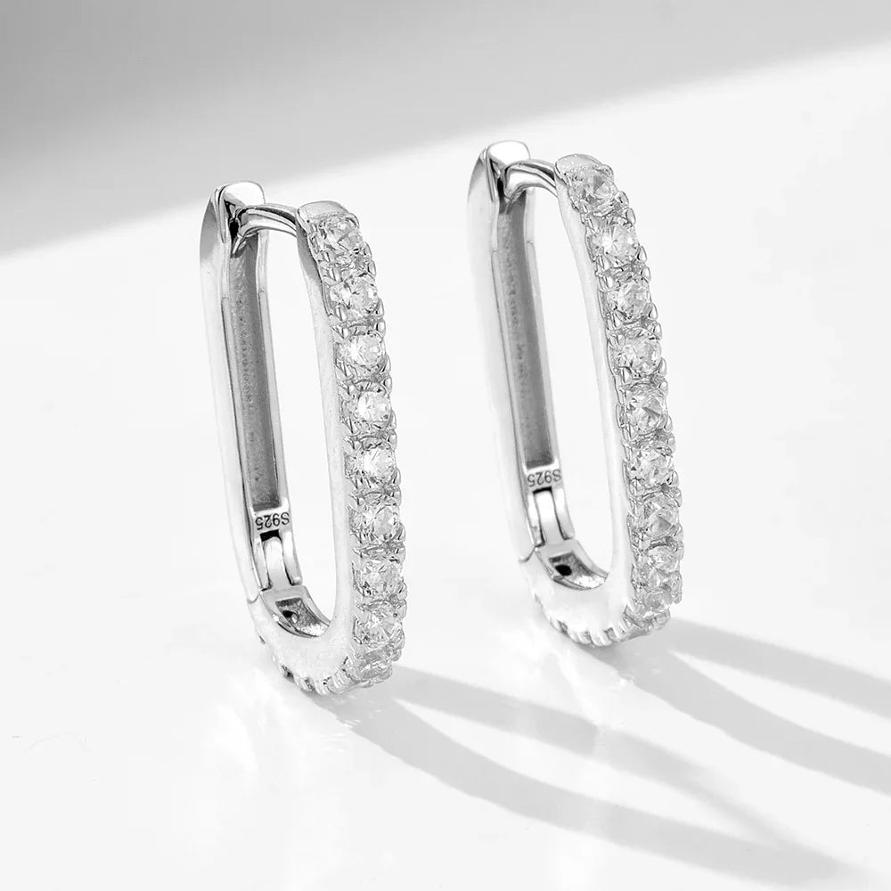 S925 Sterling Silver Oval Zircon Earrings Ear Clip Women - AURIEVAA