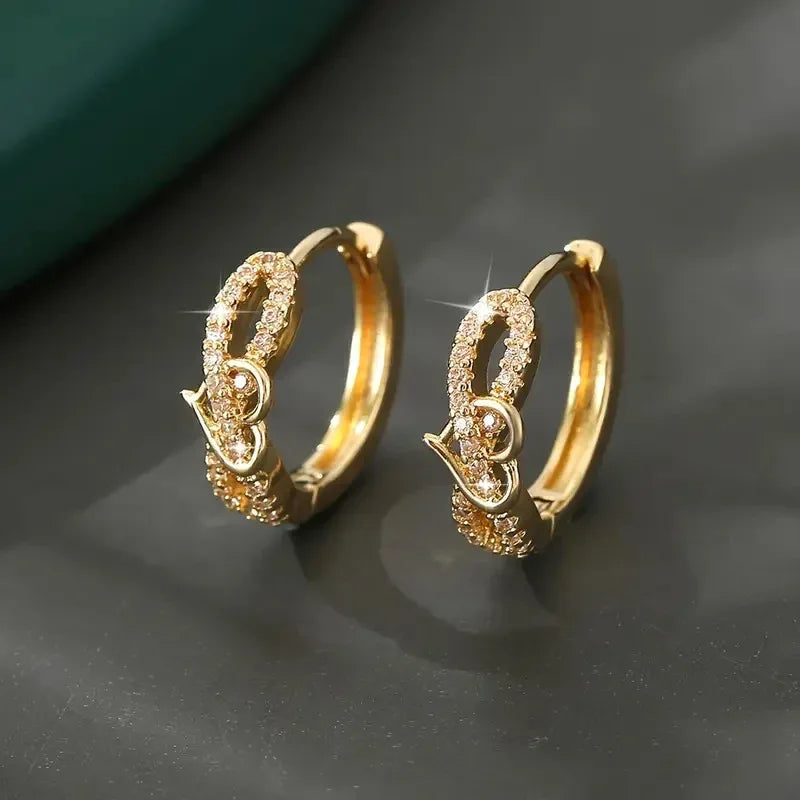 Copper Inlaid Zircon Retro Versatile Round Earrings For Women - AURIEVAA