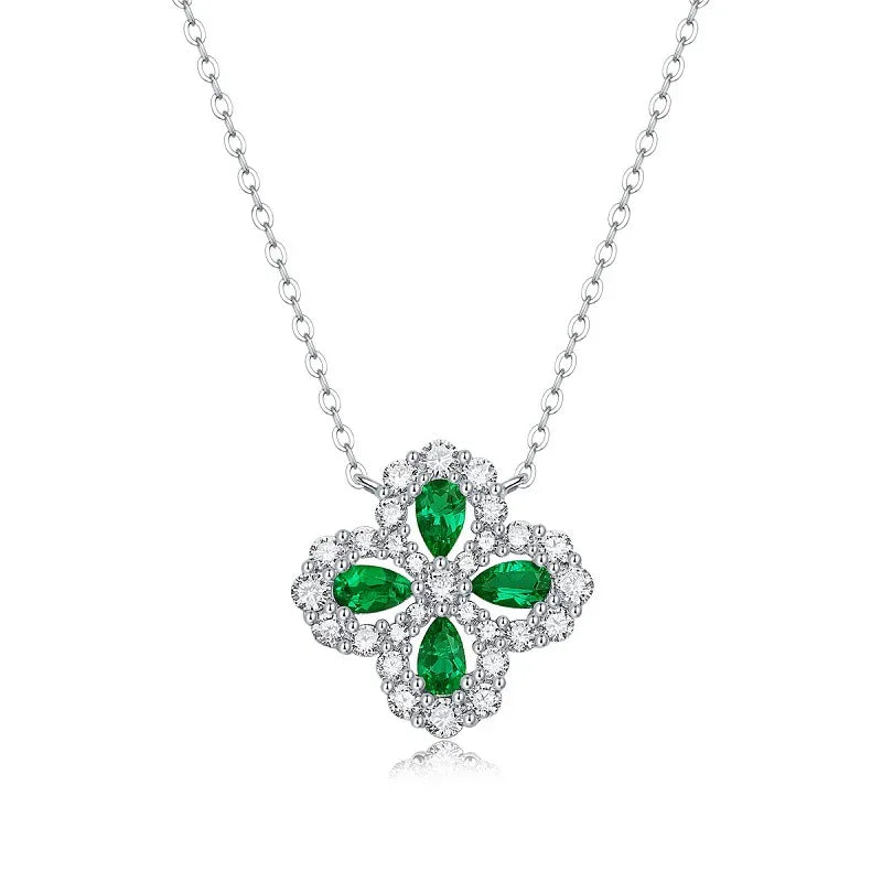 925 Silver Colorful Pendant With Chain To Cultivate Emerald - AURIEVAA