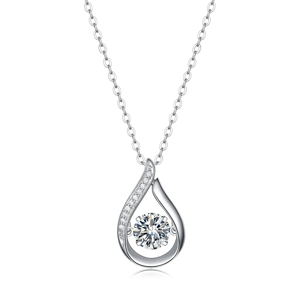 Smart Drop Luxury Fashion Diamond Pendant Necklace Set With Mosan Diamond Silver Ornaments - AURIEVAA