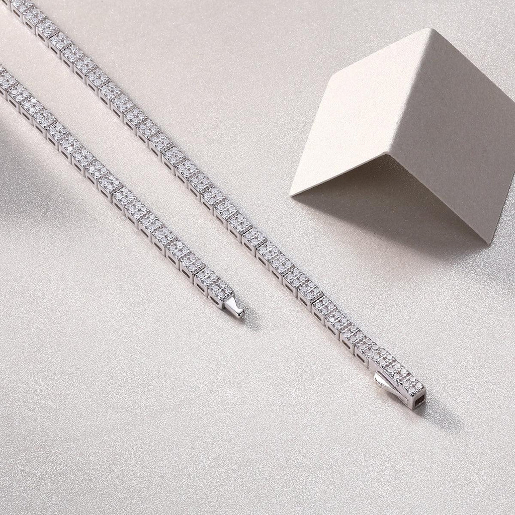 Winter Lake Luxury Fashion Set Mosan Diamond S925 Silver Necklace Rivaling Natural Diamonds - AURIEVAA