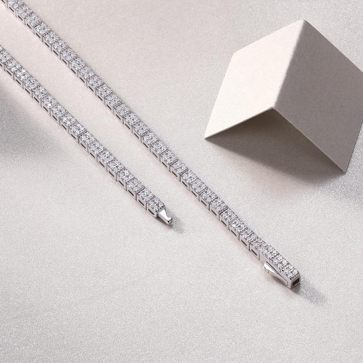 Winter Lake Luxury Fashion Set Mosan Diamond S925 Silver Necklace Rivaling Natural Diamonds - AURIEVAA