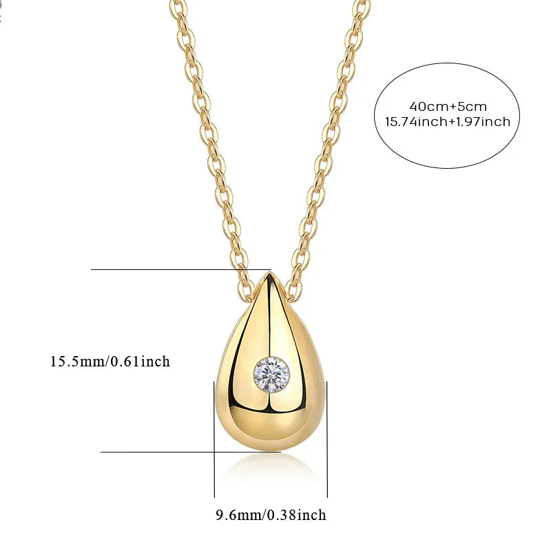 Dreamy Water Drop - A Trendy Diamond Jewelry Necklace Pendant Set With 1-carat Moissanite S925 Sterling Silver And Gold Plating - AURIEVAA