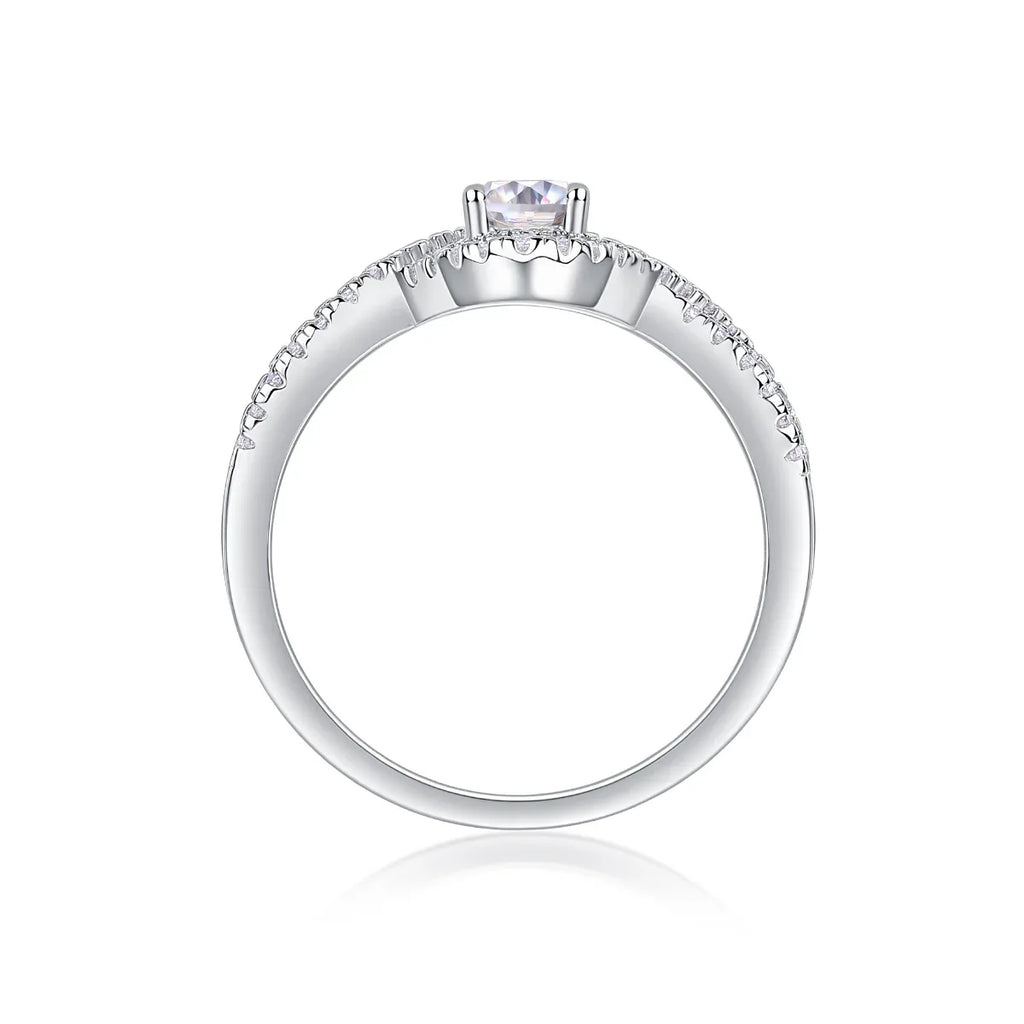 Alice In Wonderland - A Wedding Ring Set With Top-quality Moissanite S925 Silver And Platinum-plated Diamond. The Ring Can Be Inspected With A Diamond Pen - AURIEVAA