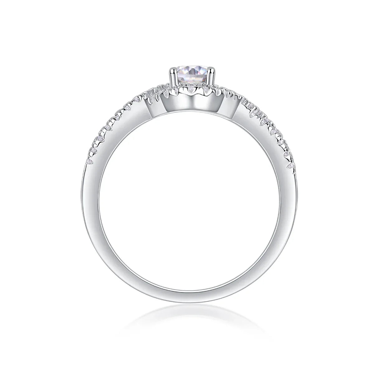 Alice In Wonderland - A Wedding Ring Set With Top-quality Moissanite S925 Silver And Platinum-plated Diamond. The Ring Can Be Inspected With A Diamond Pen - AURIEVAA