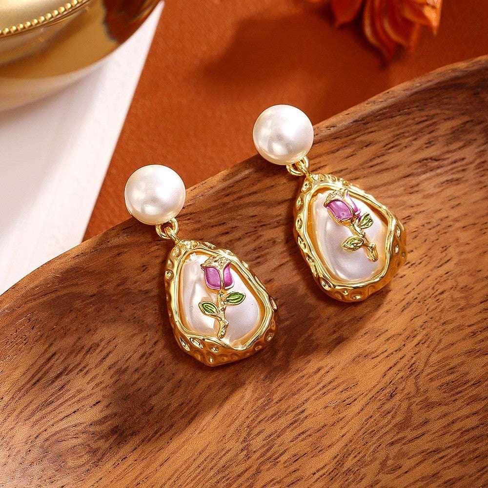 Baroque Pearl Stud Earrings High-grade Exquisite Elegant Graceful - AURIEVAA