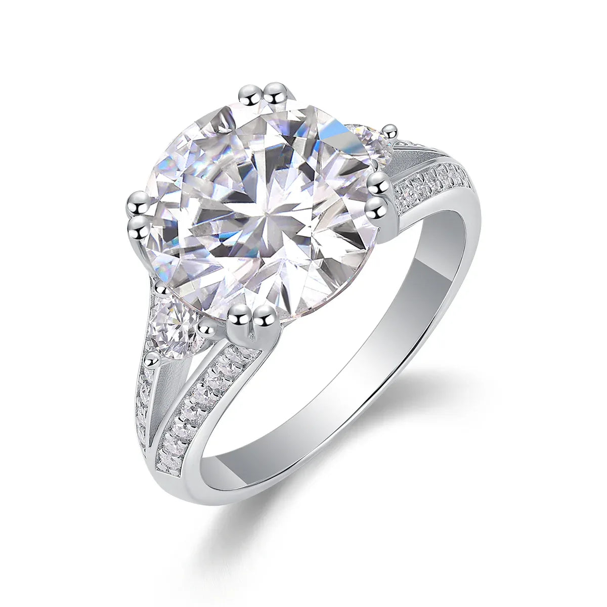 Elegant Radiance - A 5-carat Top-quality Moissanite S925 Silver Diamond Wedding Ring With Gold Plating. The Ring Can Be Inspected With A Diamond Pen - AURIEVAA