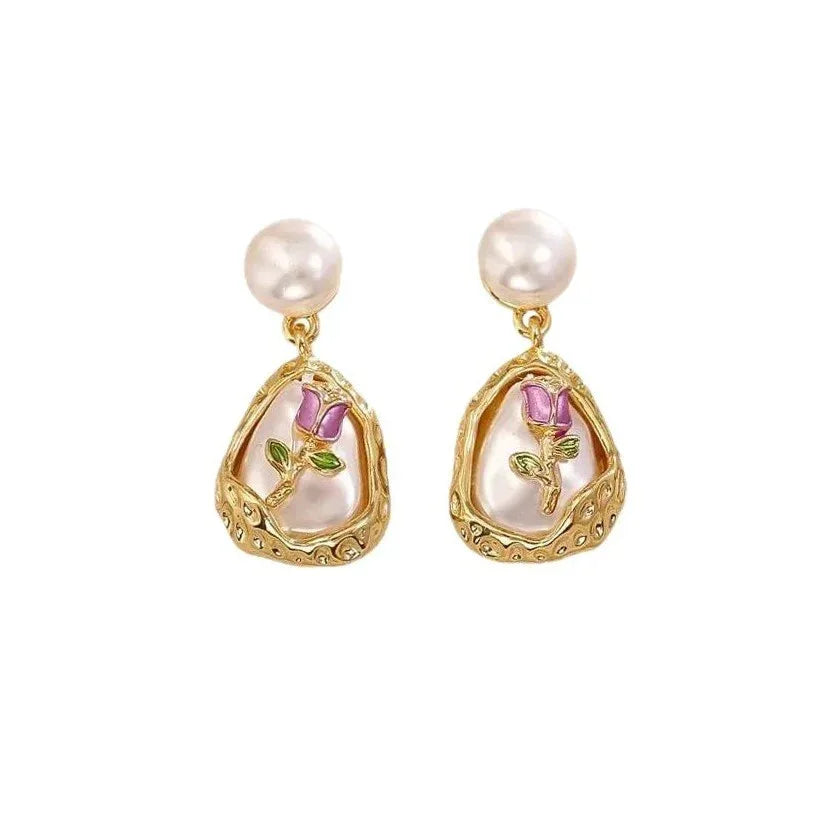 Baroque Pearl Stud Earrings High-grade Exquisite Elegant Graceful - AURIEVAA