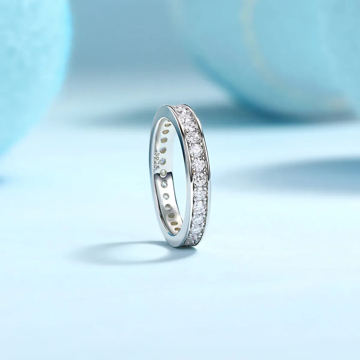 Trajectory - Set With Top-quality Moissanite S925 Silver And Platinum-plated Diamond Wedding Ring, The Ring Can Be Tested With A Diamond Pen In Gold And Rose Gold - AURIEVAA