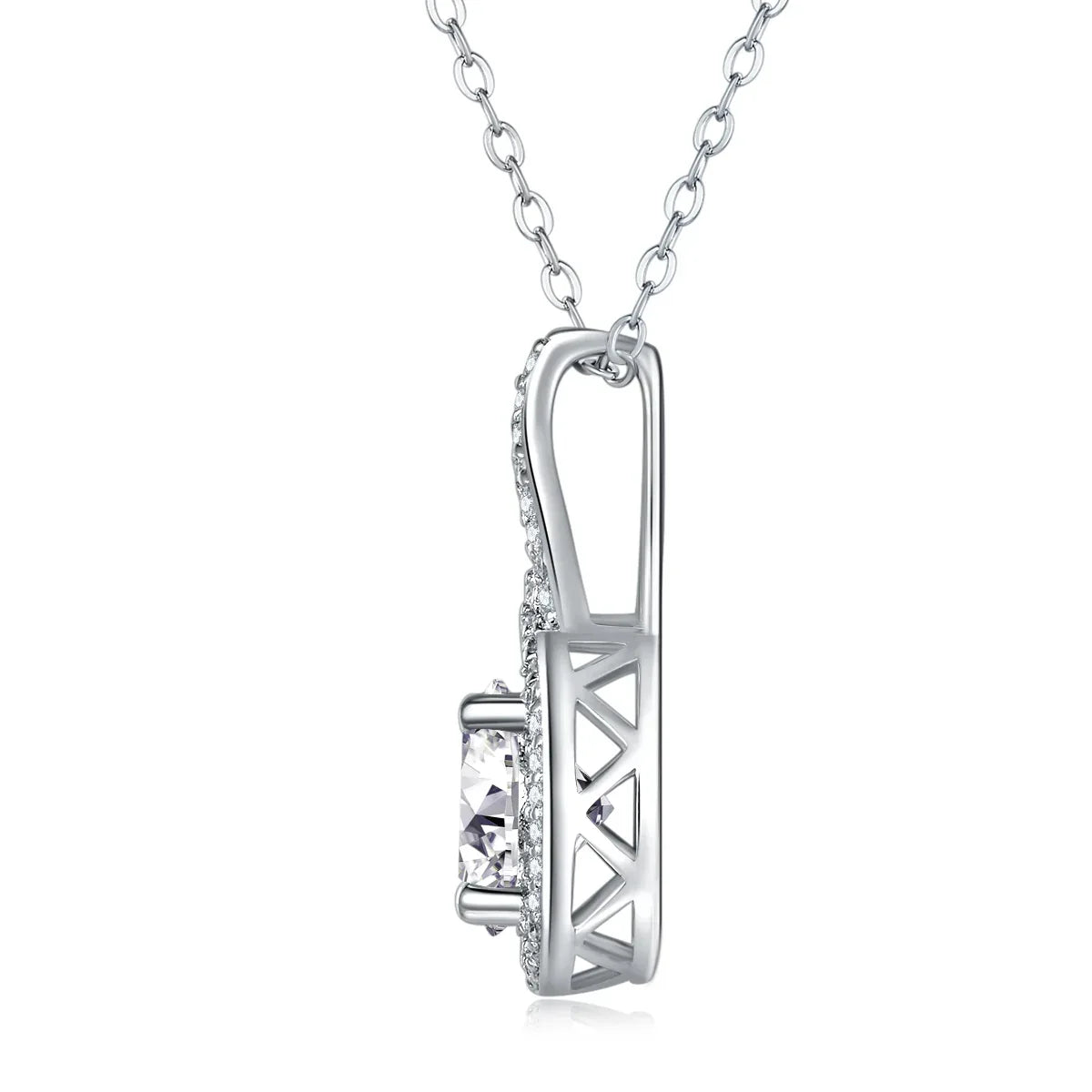 Curve - A Fashionable And Luxurious Diamond Jewelry Pendant Set With 2-carat Moissanite S925 Sterling Silver And Platinum Plating - AURIEVAA