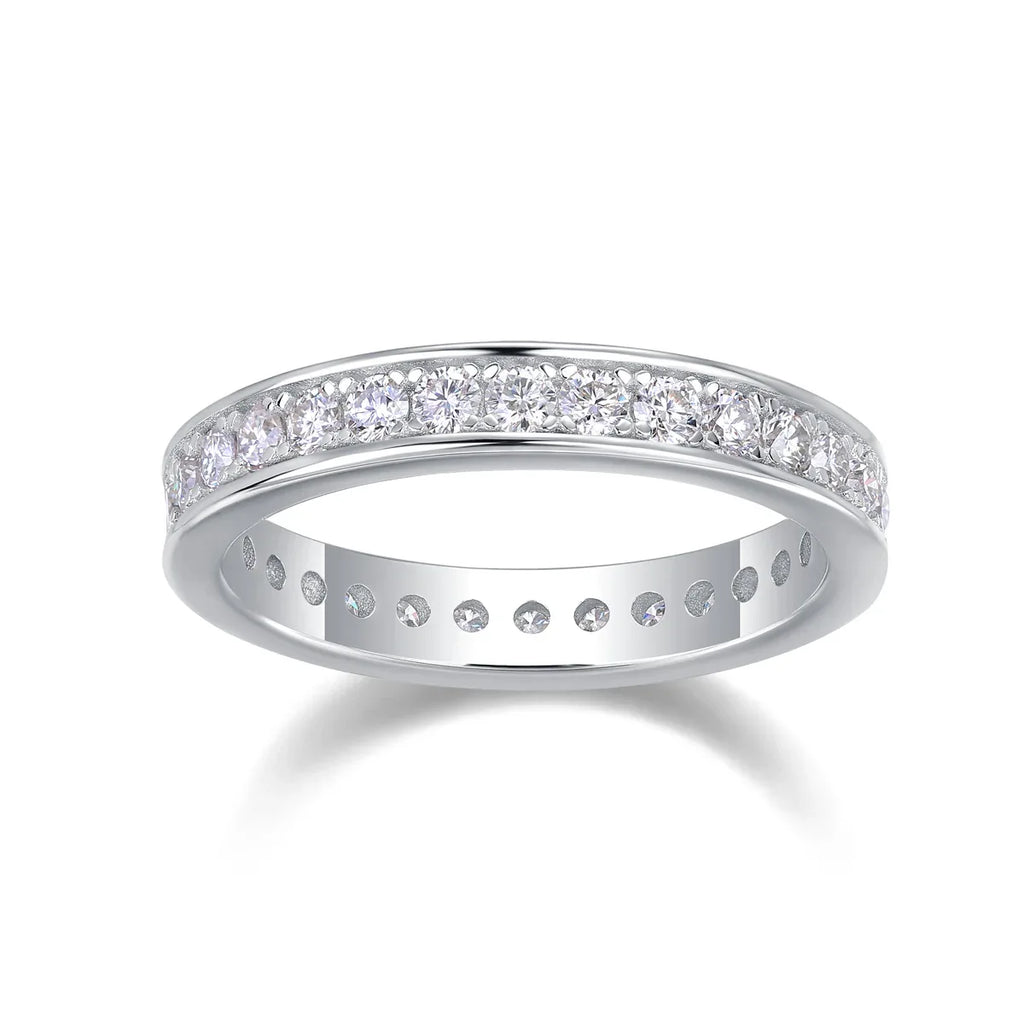 Trajectory - Set With Top-quality Moissanite S925 Silver And Platinum-plated Diamond Wedding Ring, The Ring Can Be Tested With A Diamond Pen In Gold And Rose Gold - AURIEVAA