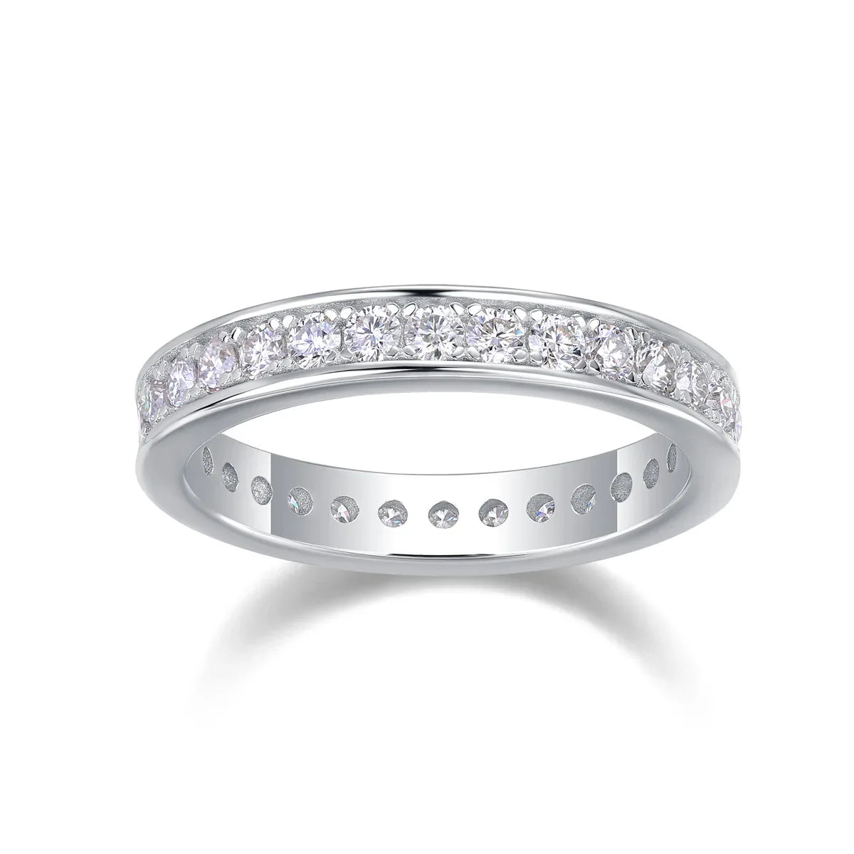 Trajectory - Set With Top-quality Moissanite S925 Silver And Platinum-plated Diamond Wedding Ring, The Ring Can Be Tested With A Diamond Pen In Gold And Rose Gold - AURIEVAA