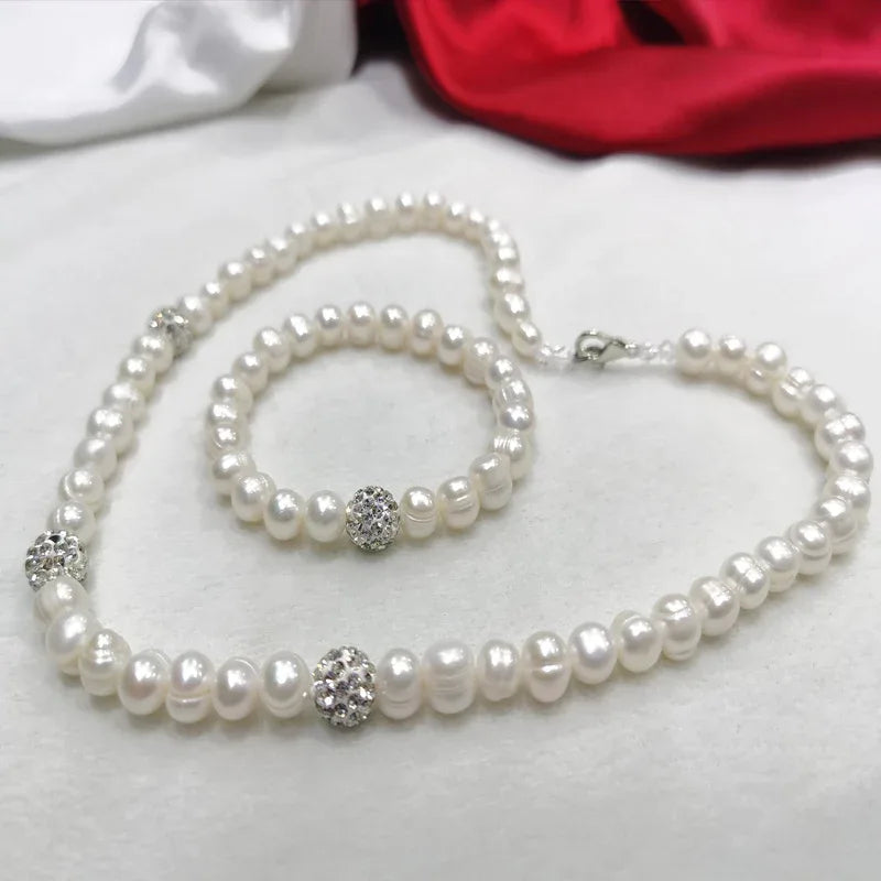 8-9mm Pearl Necklace Bracelet Set - AURIEVAA
