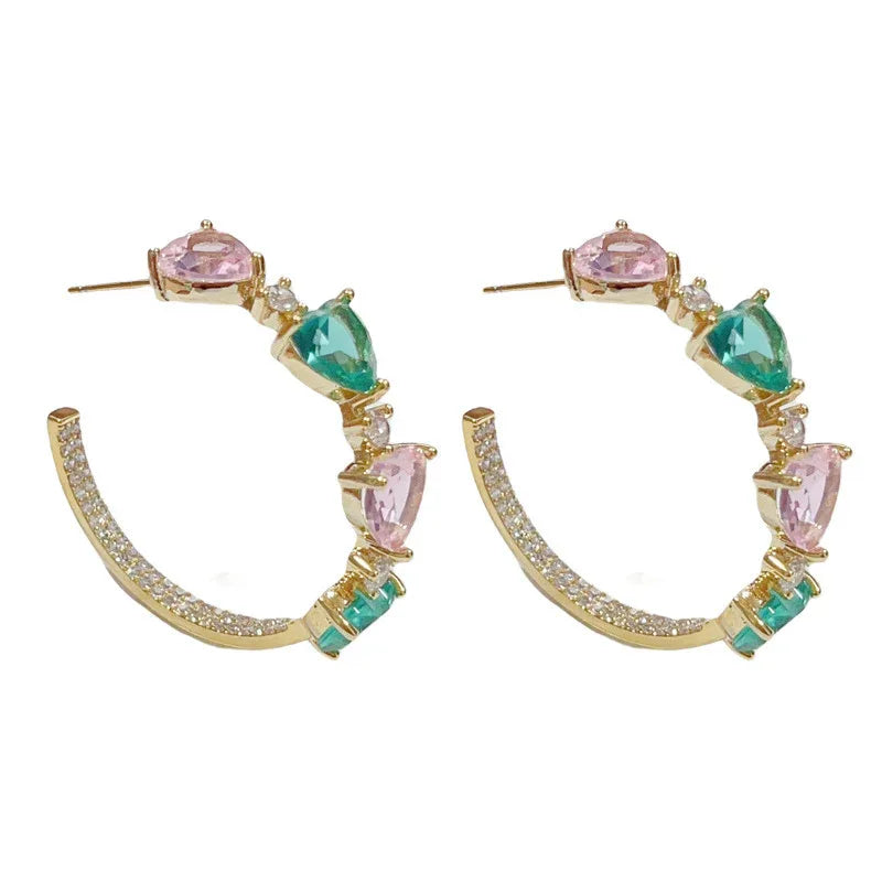 Colored Loving Heart C- Shaped Ear Ring - AURIEVAA