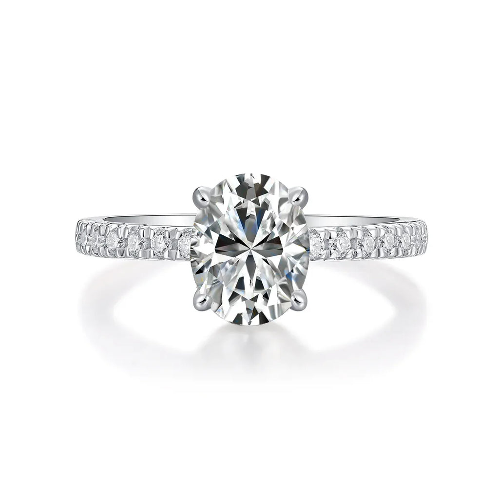 Cinderella - Set With Top-quality Moissanite S925, Silver And Platinum-plated Diamond Wedding Ring. The Ring Can Be Inspected With A Diamond Pen - AURIEVAA