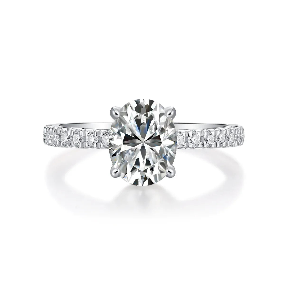 Cinderella - Set With Top-quality Moissanite S925, Silver And Platinum-plated Diamond Wedding Ring. The Ring Can Be Inspected With A Diamond Pen - AURIEVAA