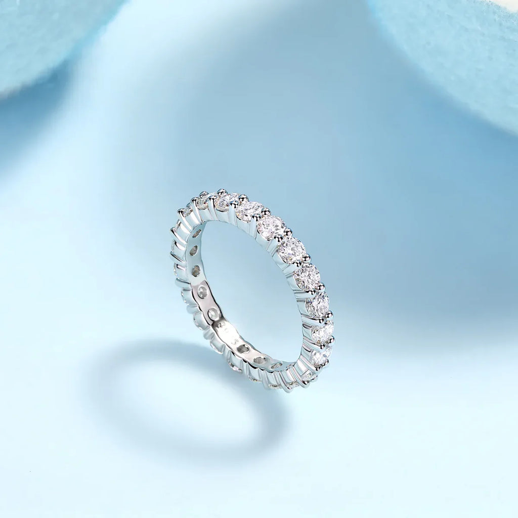 A Fleeting Glimpse - A Wedding Ring Set With Top-quality Moissan S925 Silver And Platinum-plated Diamond Can Be Inspected With A Diamond Pen - AURIEVAA