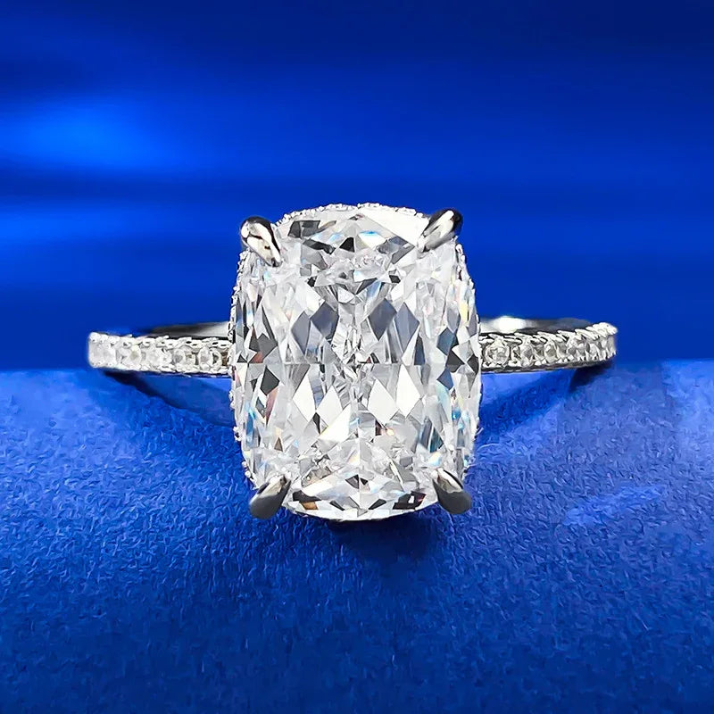 S925 Silver Four-claw White Square Diamond Ring - AURIEVAA