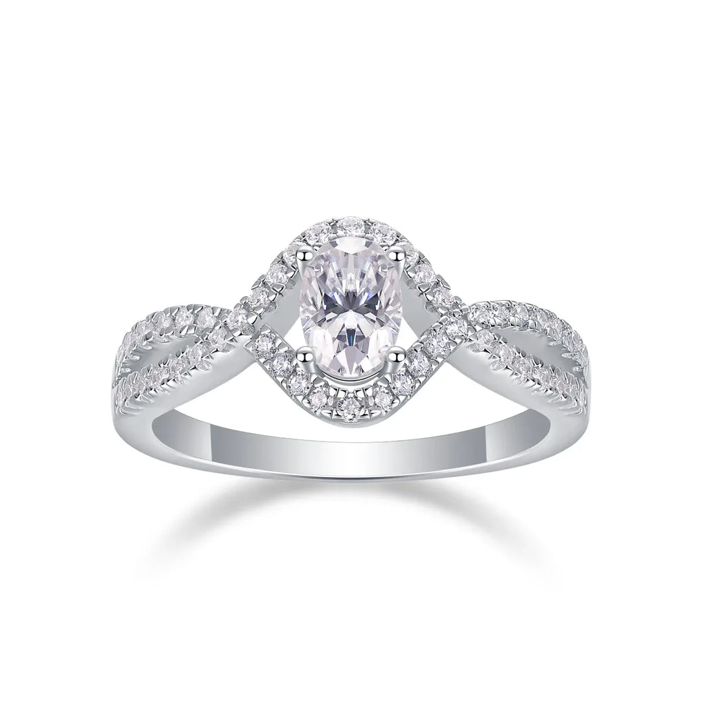 Alice In Wonderland - A Wedding Ring Set With Top-quality Moissanite S925 Silver And Platinum-plated Diamond. The Ring Can Be Inspected With A Diamond Pen - AURIEVAA