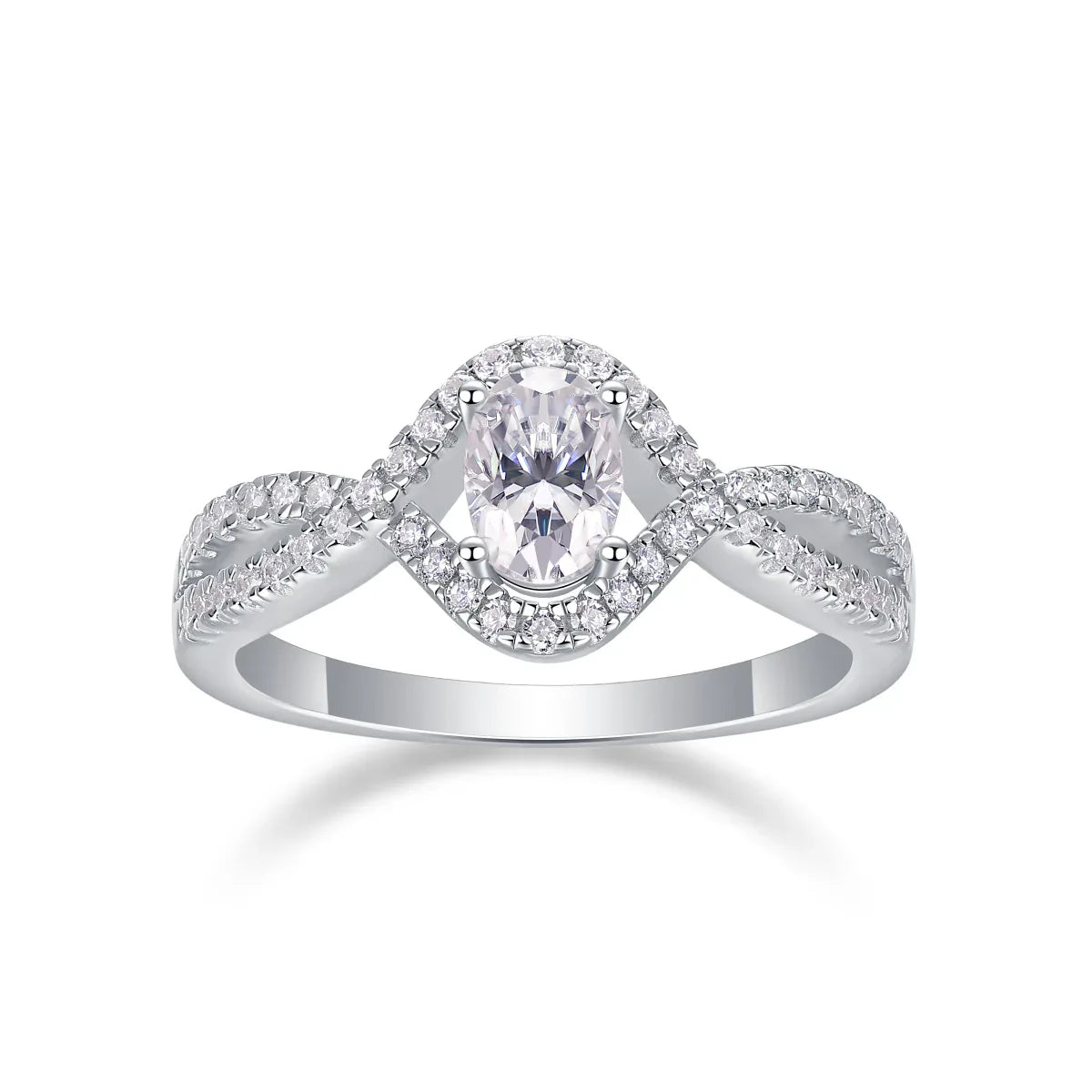 Alice In Wonderland - A Wedding Ring Set With Top-quality Moissanite S925 Silver And Platinum-plated Diamond. The Ring Can Be Inspected With A Diamond Pen - AURIEVAA