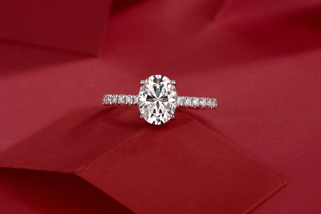 Cinderella - Set With Top-quality Moissanite S925, Silver And Platinum-plated Diamond Wedding Ring. The Ring Can Be Inspected With A Diamond Pen - AURIEVAA