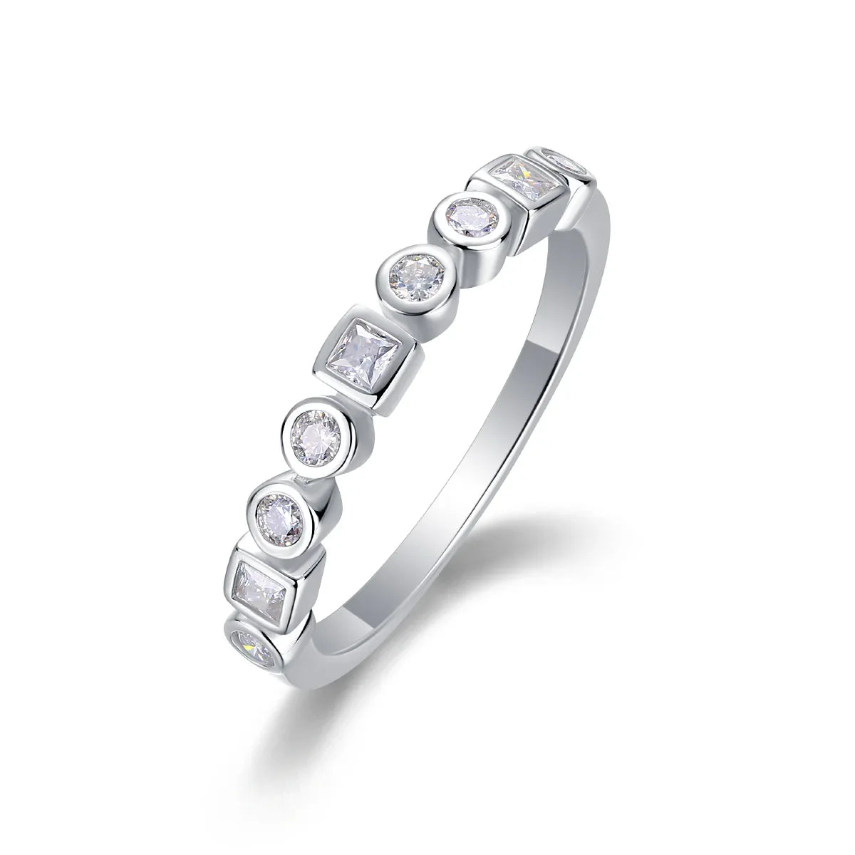 A Wedding Ring Set With Moissanite S925, Silver And Platinum-plated. - AURIEVAA