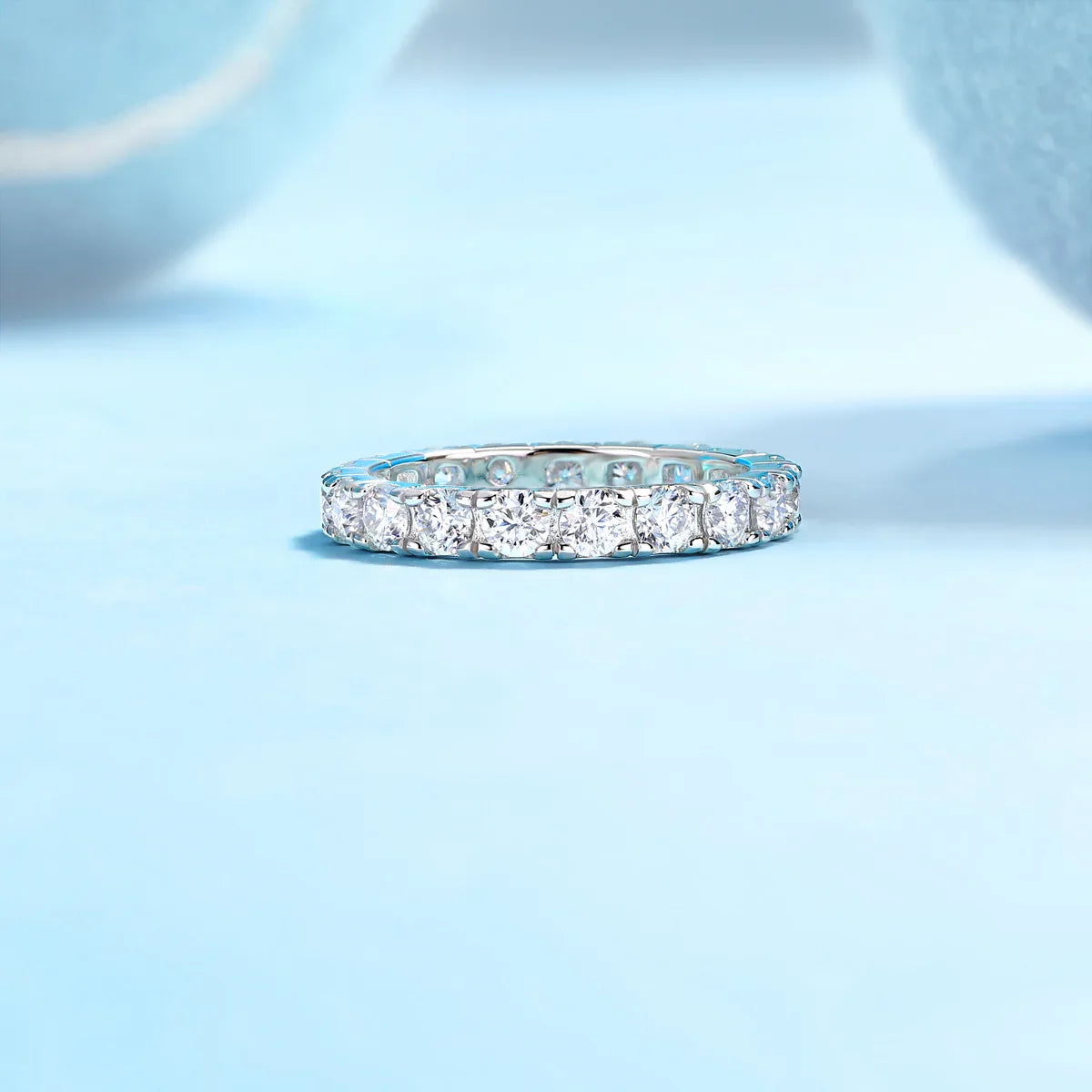 Van Gogh Starry Sky - A Wedding Ring Set With 0.1-carat Top-quality Moissanite S925 Silver And Platinum-plated Diamond. The Ring Can Be Inspected With A Diamond Pen - AURIEVAA