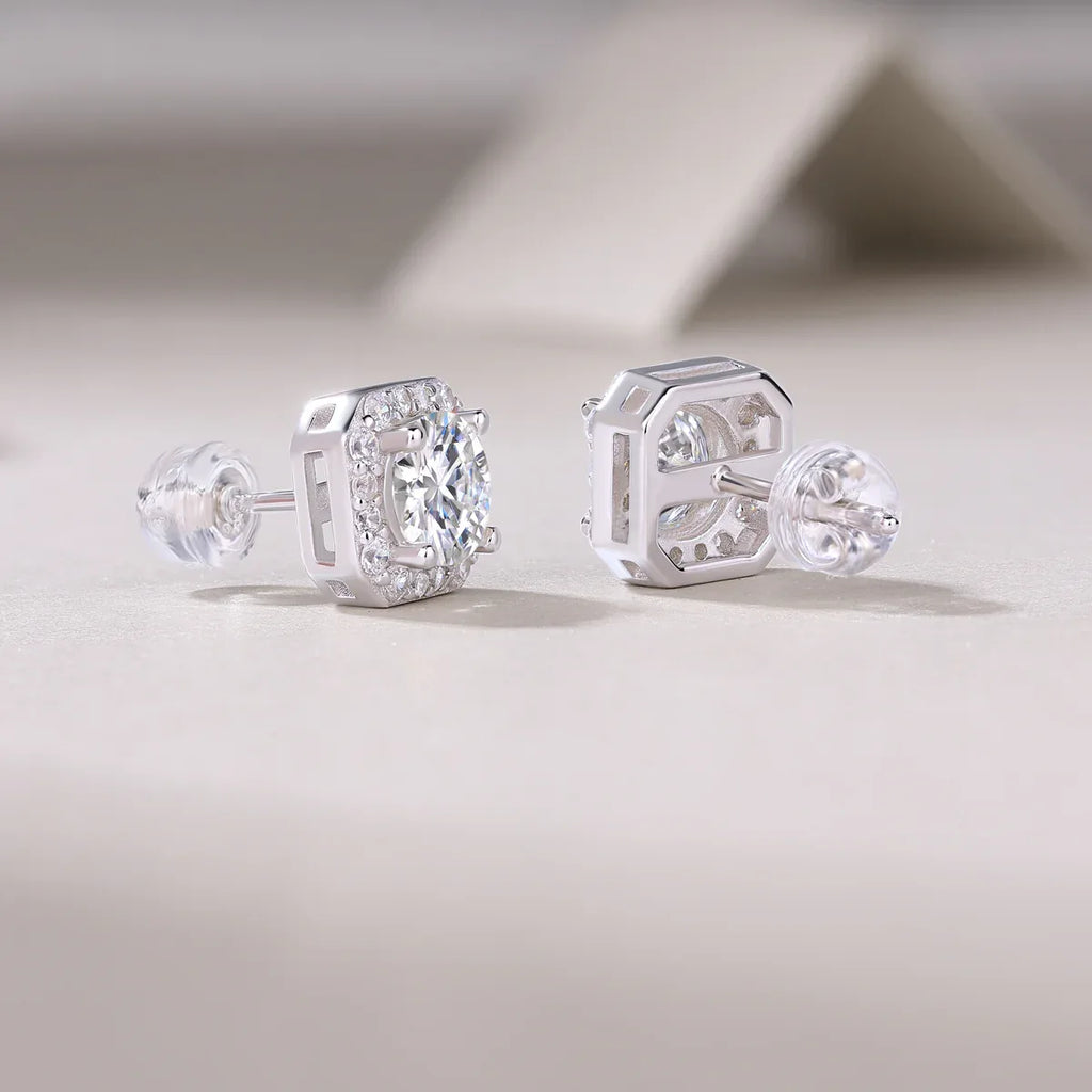 Heart Rose Luxury Fashion Diamond Earrings Stud Set With Mosan Diamond Silver Ornaments - AURIEVAA
