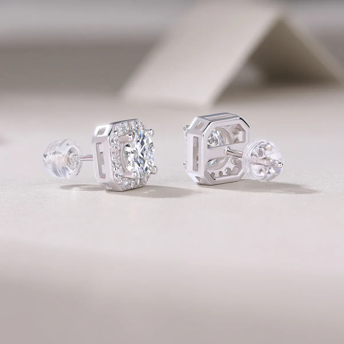 Heart Rose Luxury Fashion Diamond Earrings Stud Set With Mosan Diamond Silver Ornaments - AURIEVAA