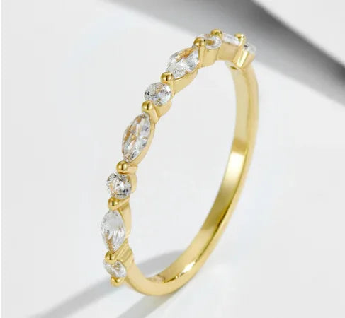 S925 Sterling Silver Super Shiny Ice Flower Cut Zircon Ring Suit - AURIEVAA