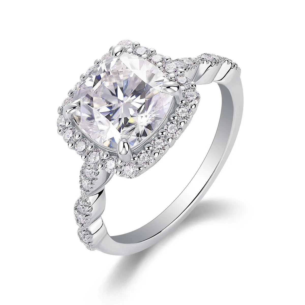 Gorgeous Square Diamond - Set With Moissan S925 Sterling Silver And Platinum-plated Diamond Ring - AURIEVAA